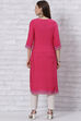 Pink LIVA Straight Kurta image number 4